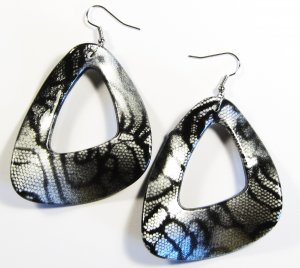 Silver 2.25 inch Wavy Shape Dangle Earrings EA117