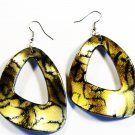 Gold 2.25 inch Wavy Shape Dangle Earrings EA119