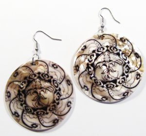 2" Unique Pattern Genuine Shell Dangle Earrings EA126