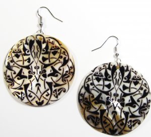 2" Unique Pattern Genuine Shell Dangle Earrings EA128