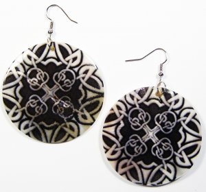 2" Unique Pattern Genuine Shell Dangle Earrings EA129