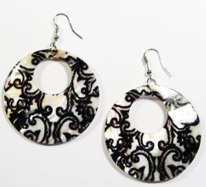 2" Unique Pattern Genuine Shell Dangle Earrings EA131