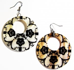 2" Unique Pattern Genuine Shell Dangle Earrings EA132