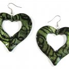 Green 2.25 inch Wavy Heart Shape Dangle Earrings EA135 Green 2.25 inch Wavy Heart Shape Dangle Earrings EA135