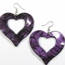 Purple 2.25 inch Wavy Heart Shape Dangle Earrings EA136 Purple 2.25 inch Wavy Heart Shape Dangle Earrings EA136