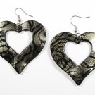 Silver 2.25 inch Wavy Heart Shape Dangle Earrings EA137