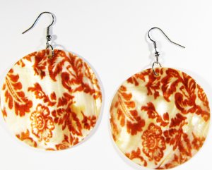 2" Art Deco Pattern Dangle Shell Earrings EA143