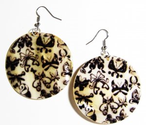2" Art Deco Pattern Dangle Shell Earrings EA150