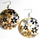 2" Flower Power Pattern Dangle Shell Earrings EA153 2" Flower Power Pattern Dangle Shell Earrings EA153