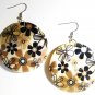 2" Flower Power Pattern Dangle Shell Earrings EA153