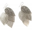 3 inch Filigree Leaf Cascade Dangle Earrings EA31