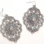 2.75" Antique Silver Victorian Style Filigree CZ Dangle Earrings EA43