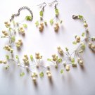 Adorable Ivory Glass Pearls Beads Illusion Choker Earrings Set NP136