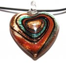 Murano Glass Copper Orange Swirl Heart Pendant Necklace NP122 Murano Glass Copper Orange Swirl Heart Pendant Necklace NP122