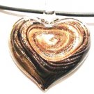 Murano Glass Black Copper Swirl Heart Pendant Necklace NP123 Murano Glass Black Copper Swirl Heart Pendant Necklace NP123
