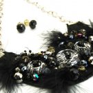 Unique Fur Glass Beads Bib Style Fabric Necklace NP936 Unique Fur Glass Beads Bib Style Fabric Necklace NP936