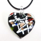 Black Murano Glass Heart Pendant Necklace NP124