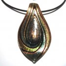 2.5" Murano Glass Copper Blue Pendant Necklace NP126