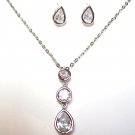 Sparkling Crystal Teardrop Rhodium Pendant Earrings Set NP130 Sparkling Crystal Teardrop Rhodium Pendant Earrings Set NP130