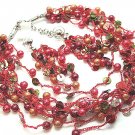 Multistrand Glass Pearl Beads Sequins Necklace Earrings NP131