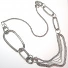 36" Silver Multi Mesh Chain Sweater Necklace NP938