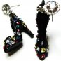 Stunning 3D Black Stiletto HIgh Heel Shoe CZ Pave Dangle Earrings EA29