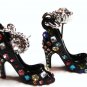 Stunning 3D Black Stiletto HIgh Heel Shoe CZ Pave Dangle Earrings EA29