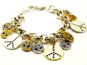 Two Tone Peace Sign Charm Bracelet BR74