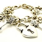 Two Tone Heart Lock Key Charm Bracelet BR76 Two Tone Heart Lock Key Charm Bracelet BR76