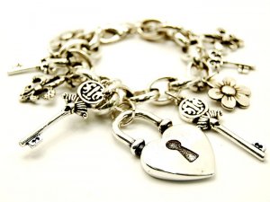 Two Tone Heart Lock Key Charm Bracelet BR76