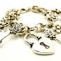 Two Tone Heart Lock Key Charm Bracelet BR76