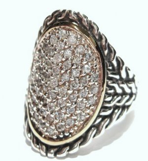 925 Sterling Silver Chunky Twisted Cable Designer Style CZ Ring WR101