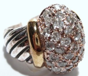925 Sterling Silver Chunky  Designer Style Cable CZ Ring WR104 Sz 6