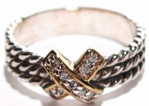 925 Sterling Silver Designer Style Twisted Cable CZ Ring WR105 Sz 5, 8