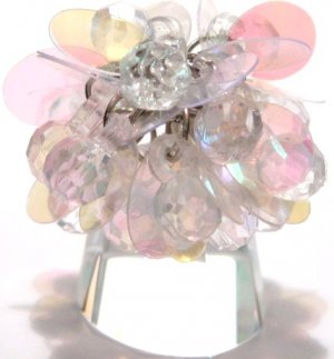 Trendy AB Dazzling Sequin Beads Cha Cha Ring OS39