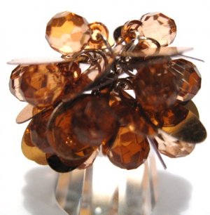Trendy COPPER Dazzling Sequin Beads Cha Cha Ring OS39