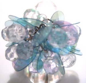 Trendy LIGHT BLUE Dazzling Sequin Beads Cha Cha Ring OS39