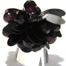 Trendy BLACK Dazzling Sequin Beads Cha Cha Ring OS39