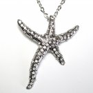 3" CZ Pave Starfish Chunky Necklace Sweater Pendant NP56 3" CZ Pave Starfish Chunky Necklace Sweater Pendant NP56