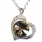 2" CZ Pave Heart Chunky Necklace Sweater Pendant NP72 2" CZ Pave Heart Chunky Necklace Sweater Pendant NP72