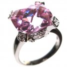 Exquisite 13mm Sparkling Pink CZ 925 Sterling Silver Ring WR115 Sz 6, 6.5, 8