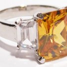 Sparkling Gold Clear CZ Rhodium Finish Ring WR117 Sz 8