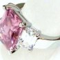 Sparkling Pink Clear CZ Rhodium Ring WR118 Sz 6