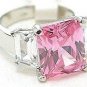 Sparkling Pink Clear CZ Rhodium Ring WR118 Sz 6
