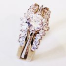 14K Gold EP Sparkling CZ Engagement Wedding Ring Set WR119 Sz 7