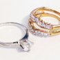 14K Gold EP Sparkling CZ Engagement Wedding Ring Set WR119 Sz 7