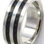 8mm Black Carbon Fiber High Polish Stainless Steel Ring SSR02 Sz 9 or 11
