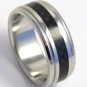 8mm Black Carbon Fiber Stainless Steel RIng SSR03 Sz 13