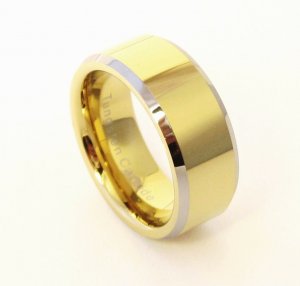 9mm Unisex Gold Tungsten Carbide Ring TU6002 Sz 5,6,7,13,14