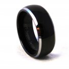 8mm Unisex Dome Shaped Black Tungsten Carbide Wedding Ring TU6004